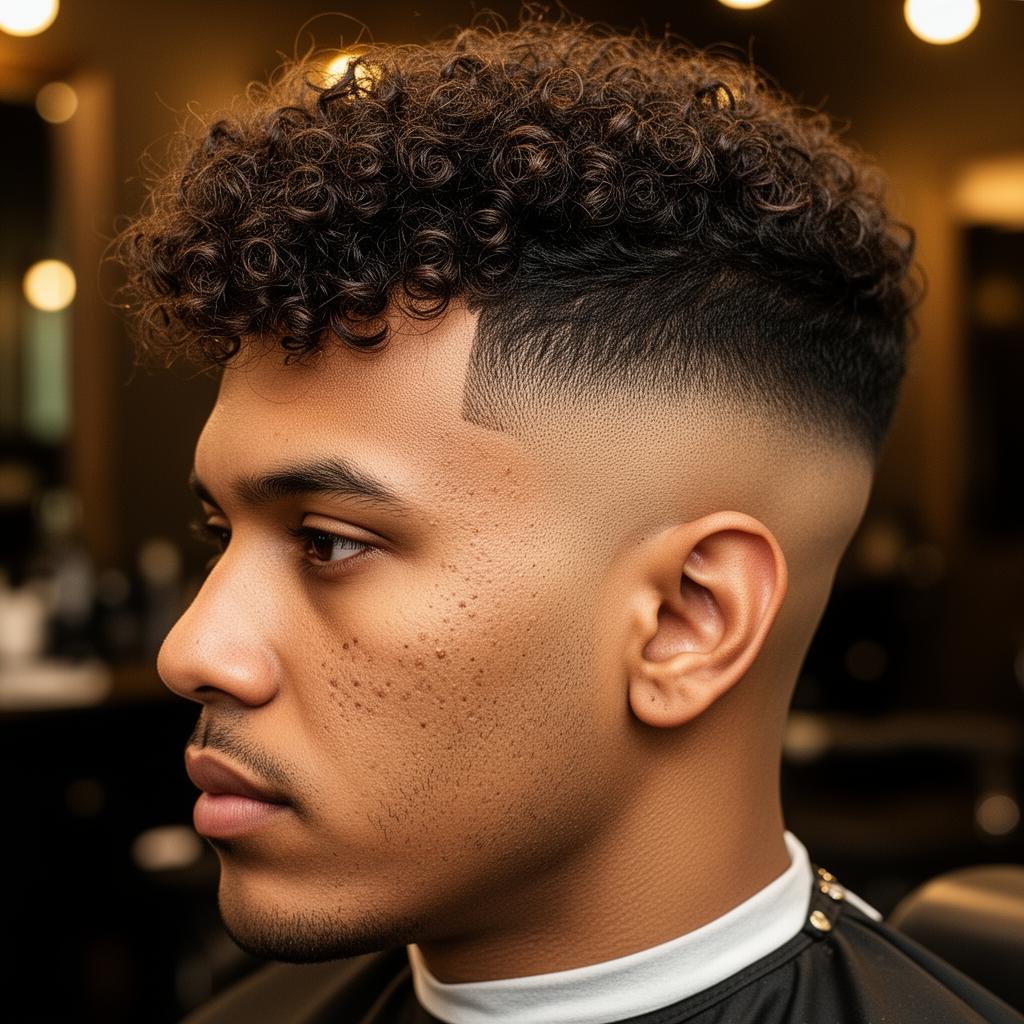 Coupe Curly Fade — barbier ANAKKA